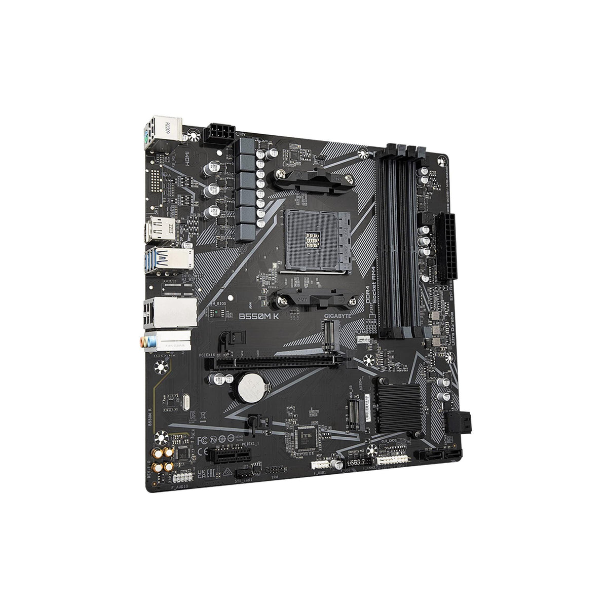 GIGABYTE B550M K Motherboard, Supports AMD AM4 Ryzen 5000 Processors, Micro-ATX, DDR4, Dual M.2, SATA 6Gb/s, Realtek GbE LAN, PCIe 4.0