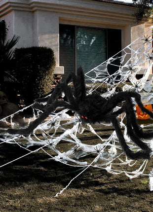 Halloween Decorations - 295" Halloween Spider Web Decorations Outdoor + 59" Giant Fake Spider with Triangular Huge Spiders Web - Scary Decor Clearance for Yard, Patio, Garden, Haunted House Décor