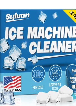 Sylvan Ice Machine Cleaner and Descaler Tablets | 30 Tabs | Made in USA | Nickel Safe Ice Maker Cleaning and Descaling Tablets | Universal Compatibility for Commercial & Residential Ice Makers