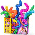 Nutty Toys Pop Tubes - Large 8-Pack Sensory Toys - Creative STEM Learning for Kids & Toddlers - Connect & Pop! Top ADHD Autism Fidget 2026, Best Boy & Girl Easter Basket Stuffers Gifts Idea