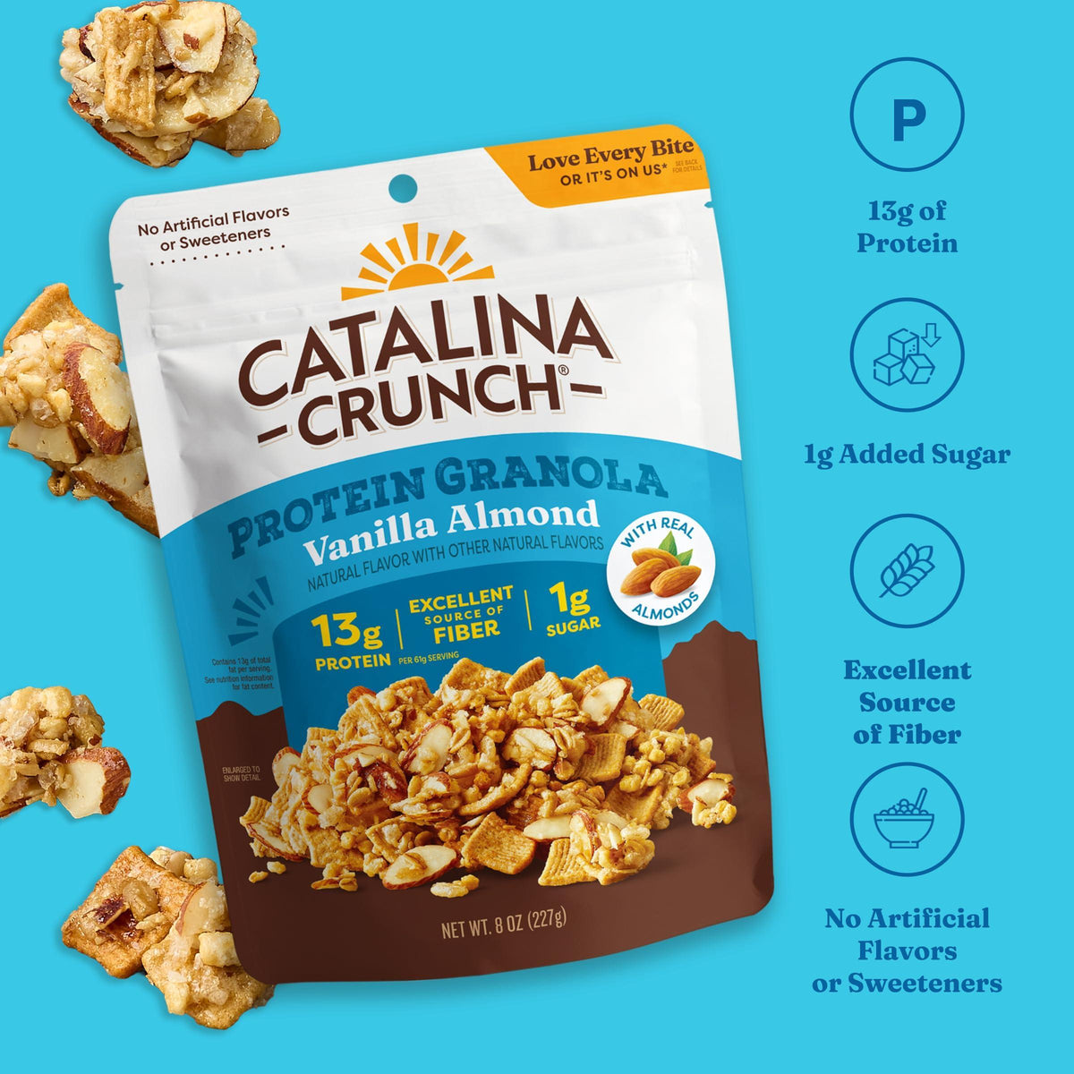Catalina Crunch Protein Granola - Low Sugar Breakfast Cereal with 13g of Protein - Gluten Free, Keto Friendly - Vanilla Almond - 8 oz. Bag (Pack of 1)