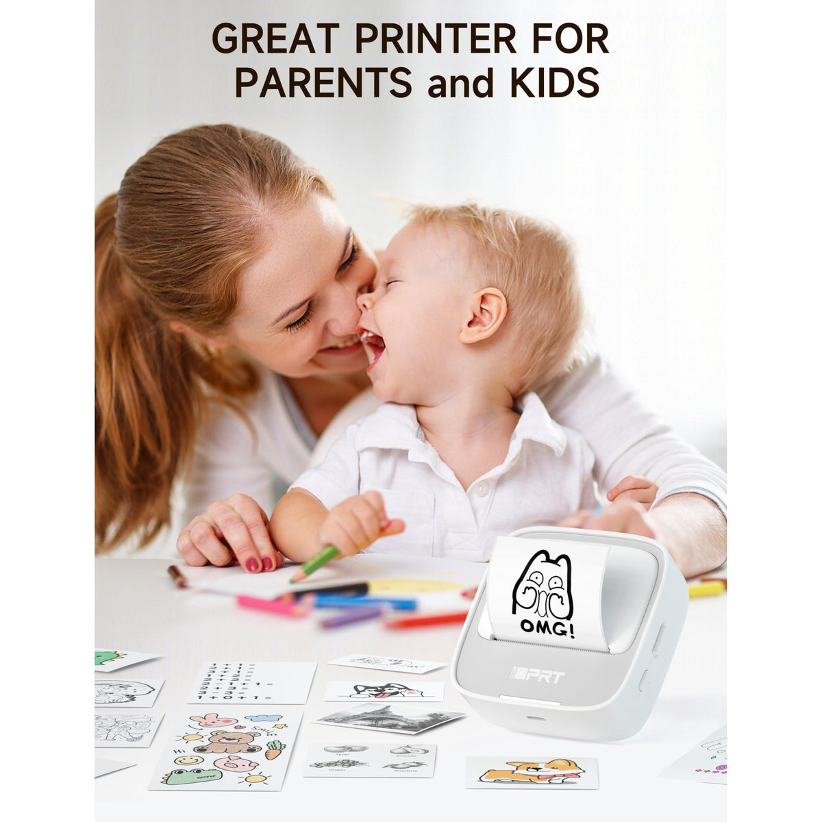 iDPRT Portable Sticker Maker Machine with 1 Roll Sticker Paper, Mini Printer Efficiently and Quickly, Thermal Printer for Study Notes, Pictures, DIY, Label, Free App with Multiple Templates, Grey