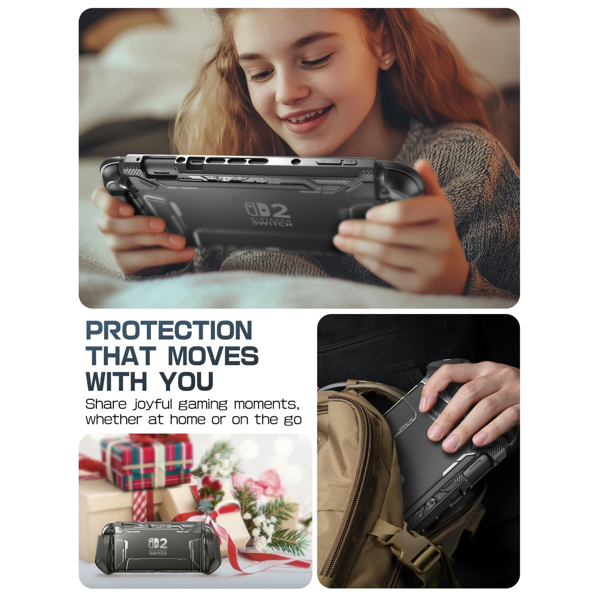 Mumba Dockable Case for Nintendo Switch 2 2025, [Blade Series] TPU Grip Protective Cover Accessories Compatible with Switch 2 7.9 Inch and Quick-Release Joy-Con Design (Black)