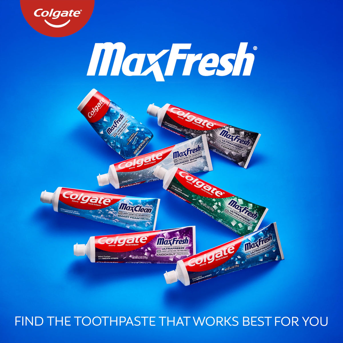 Colgate MaxFresh Clean Mint Toothpaste Pack, Fresh Breath Toothpaste with Fluoride and Hundreds of Mini Breath Strips, Leaves Mouth Feeling Refreshed for Hours, 4 Pack, 6.3 oz