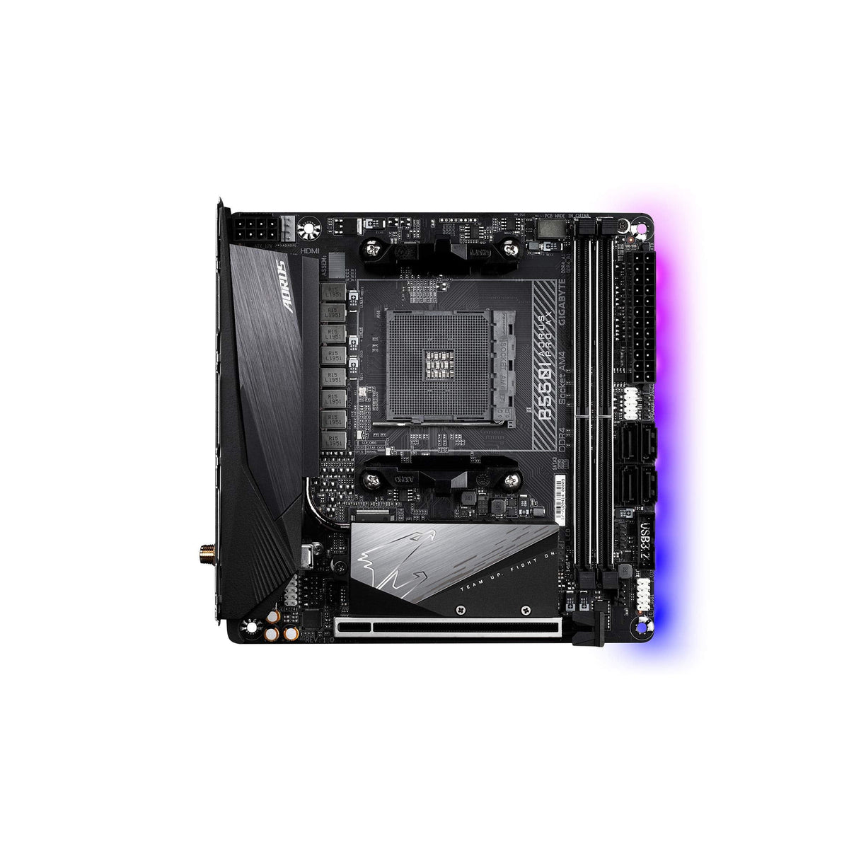 GIGABYTE B550I AORUS PRO AX (AM4 AMD/B550/Mini-Itx/Dual M.2/SATA 6Gb/s/USB 3.2 Gen 1/WiFi 6/2.5 GbE LAN/PCIe4.0/Realtek ALC1220-Vb/DisplayPort 1.4/2xHDMI 2.0B/RGB Fusion 2.0/DDR4/Gaming Motherboard)