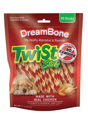 DreamBone Twist Sticks, Made With Real Chicken, Rawhide-Free Chews for Dogs, 50 Count