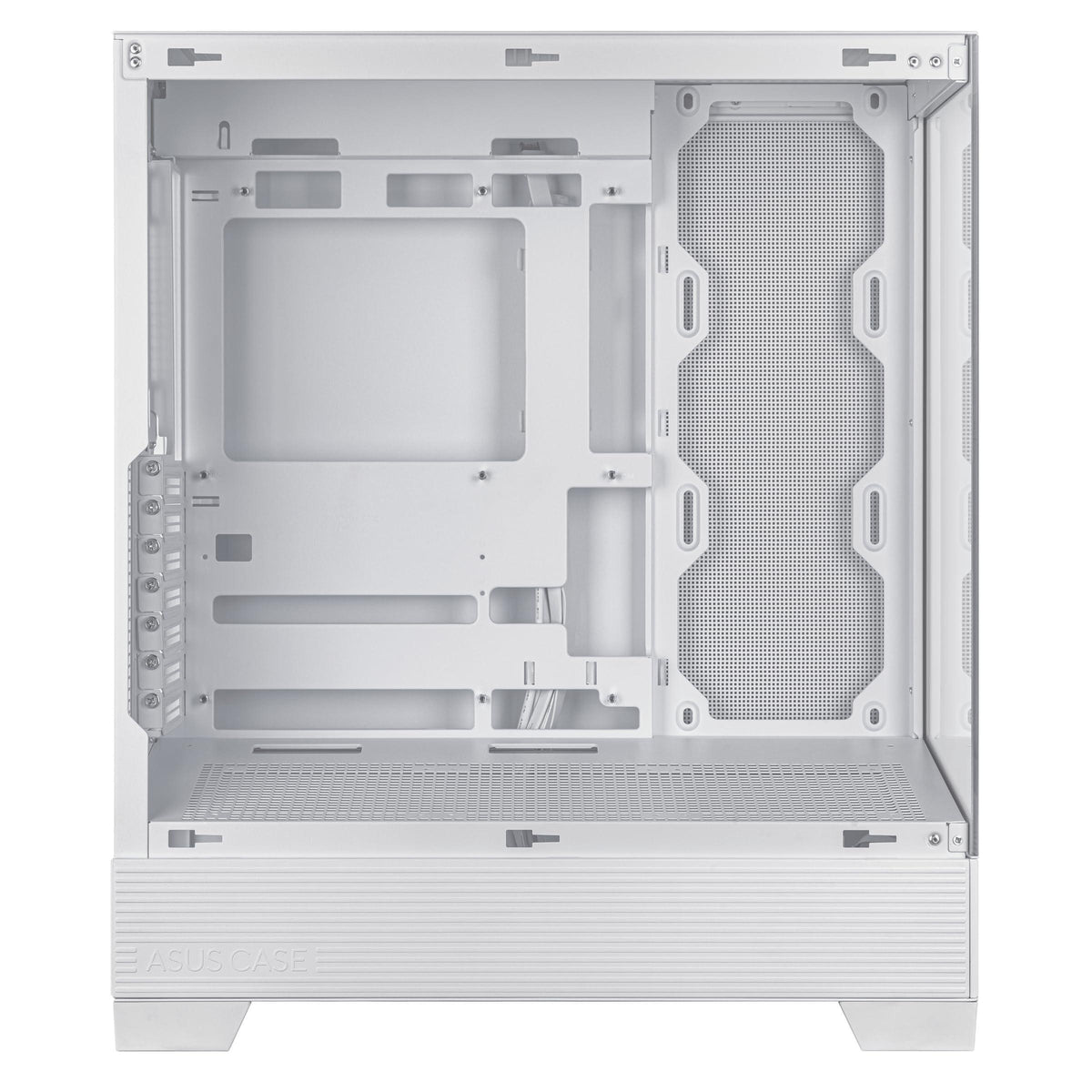 ASUS A31 White ATX Mid-Tower Gaming Case, Dual-Sided Tempered Glass, Frameless Design, BTF Hidden Connectors, 360 AIO Support, 8° Angled Base, ARGB Ready, Optimized Airflow, Seamless Cable Management