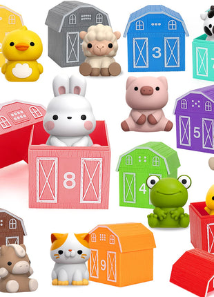 Learning Toys for 1,2,3 Year Old Toddlers, 20Pcs Farm Animals Toys Montessori Counting, Matching & Sorting Fine Motor Games, Christmas Birthday Easter Gift for Baby Boys Girls Age 12-18 Months