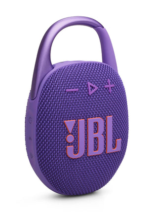 JBL Clip 5 - Ultra-Portable, Waterproof & Dustproof Bluetooth Speaker, Big Pro Sound with Punchy bass, Integrated Carabiner, Up to 12 Hours of Play, Made in Part with Recycled Materials (Purple)