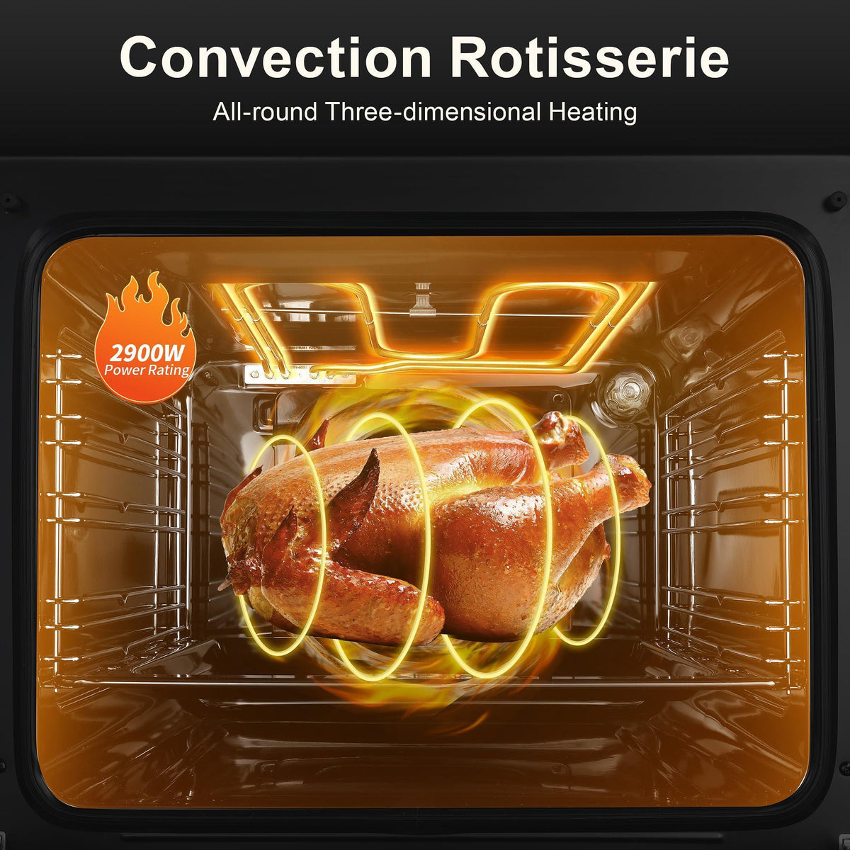 Wall Ovens 24 inch Electric,Built-in Single Wall Ovens, Convection Wall Oven with Rotisserie, 8 Cooking Functions,2900W,240V,2.15Cu.f Mechanical Knobs Control, Black Tempered Glass Finish