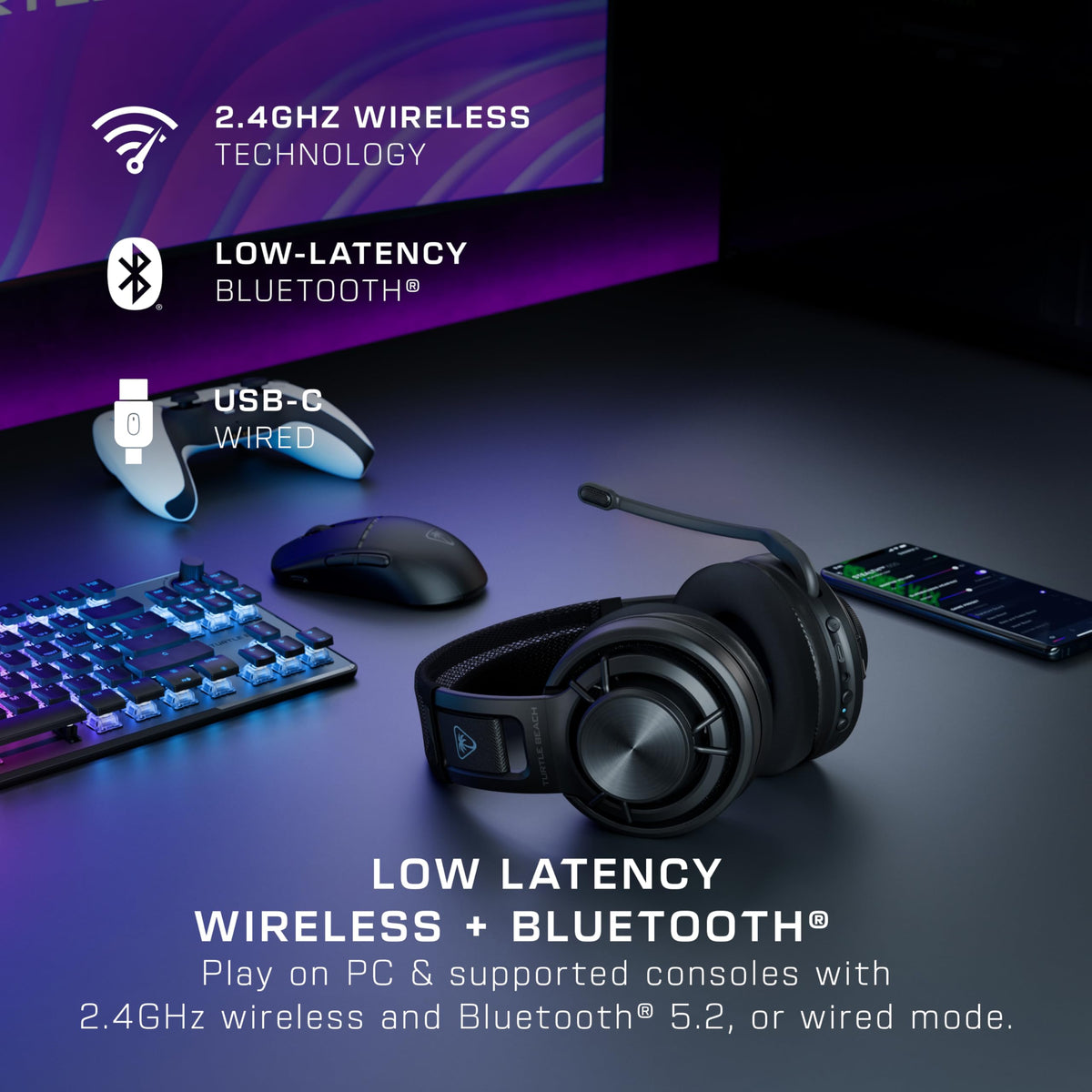 Turtle Beach Atlas Air Wireless Open Back PC Gaming Headset - PC, PS5, PS4, Mobile - 24-bit High-Fidelity Audio, Broadcast Grade Mic, Bluetooth, Floating Earcup, Memory Foam Cushions, 50-Hr Battery