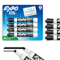 EXPO Dry Erase Markers, Low Odor Ink, Black, Chisel Tip, 4 Count - Easily Erases, Vibrant Ink, Ideal for Classroom, Back to School Supplies, Teachers, Office, Whiteboard & Home