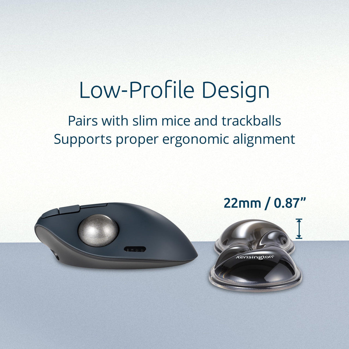Kensington Slim Duo Gel Mouse Wrist Rest Support Cushion for Low Profile Mice & Trackballs, Ergonomic Mouse Wrist Support for Pain Relief, Comfortable Non-Skid Gel, Gray 7.56" x 2.83" x 0.87" K62438NA