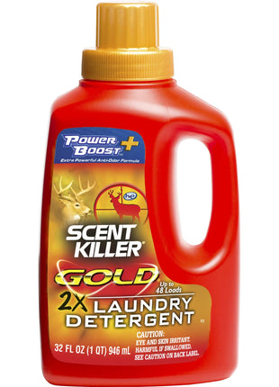 Scent Killer Gold Scent Free Laundry Detergent for Hunting Gear with Power Boost Plus Odor Eliminator, 32 Fluid Ounces