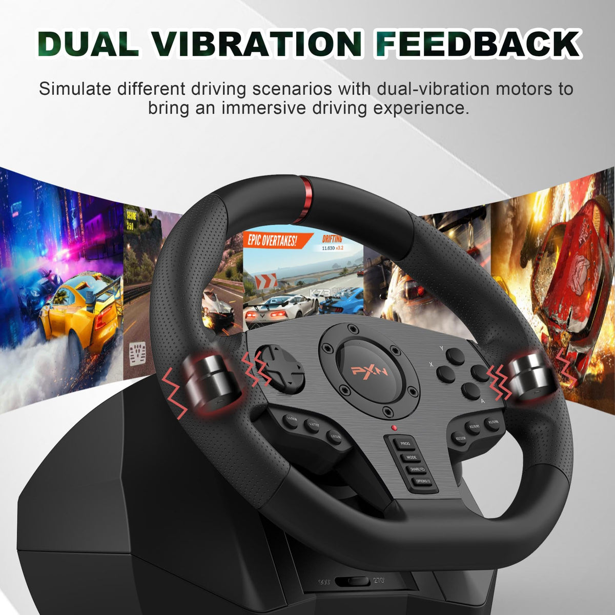 PC Racing Wheel Steering Wheel PXN V900 Driving Simulator 270°/900° Rotation christmas gift Gaming Steering Wheel with Pedals for PC,PS4,PS3,Xbox Series X|S, Xbox One