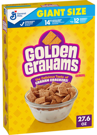 Golden Grahams Breakfast Cereal, Whole Grain, Giant Size, 27.6 oz | Graham Cracker Taste, 14g Whole Grain per Serving, 12 Vitamins per Serving, Great for Snack Recipes