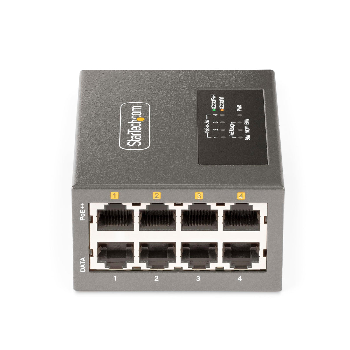 StarTech.com 4-Port Multi-Gigabit PoE++ Injector, 5/2.5/1G Ethernet (NBASE-T), PoE/PoE+/PoE++, Wall/DIN Rail Mountable, TAA