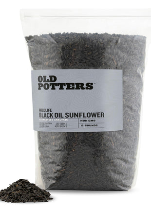 Old Potters Wildlife Black Oil Sunflower Seeds for Birds and Wildlife, Non-GMO & USA Grown on Small Farms (12 lbs)