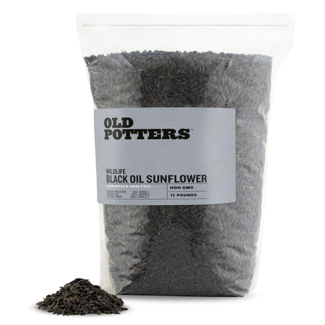 Old Potters Wildlife Black Oil Sunflower Seeds for Birds and Wildlife, Non-GMO & USA Grown on Small Farms (12 lbs)