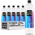LIFEWTR Premium Purified Water, pH Balanced with Electrolytes, 100% recycled plastic bottles, 33.8 Fl Oz, 1L (Pack of 6)