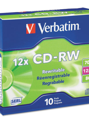 VTM95156 - VERBATIM 95156 700MB 80-Minute 4x-12x High-Speed Branded CD-RWs, 10 pk