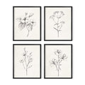 HAUS AND HUES Grey Floral Wall Art - Set of 4 Plant Posters for Wall Vintage, Botanical Prints, Black and White Wall Art Flower Pictures for Room Aesthetic, Farmhouse Bathroom Art (8x10, Unframed)