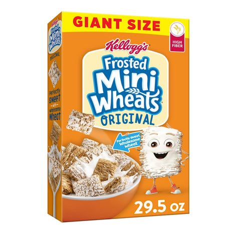 Kellogg's Frosted Mini-Wheats Original Giant Size Breakfast Cereal 29.5 oz | High Fiber, 48g Whole Grain