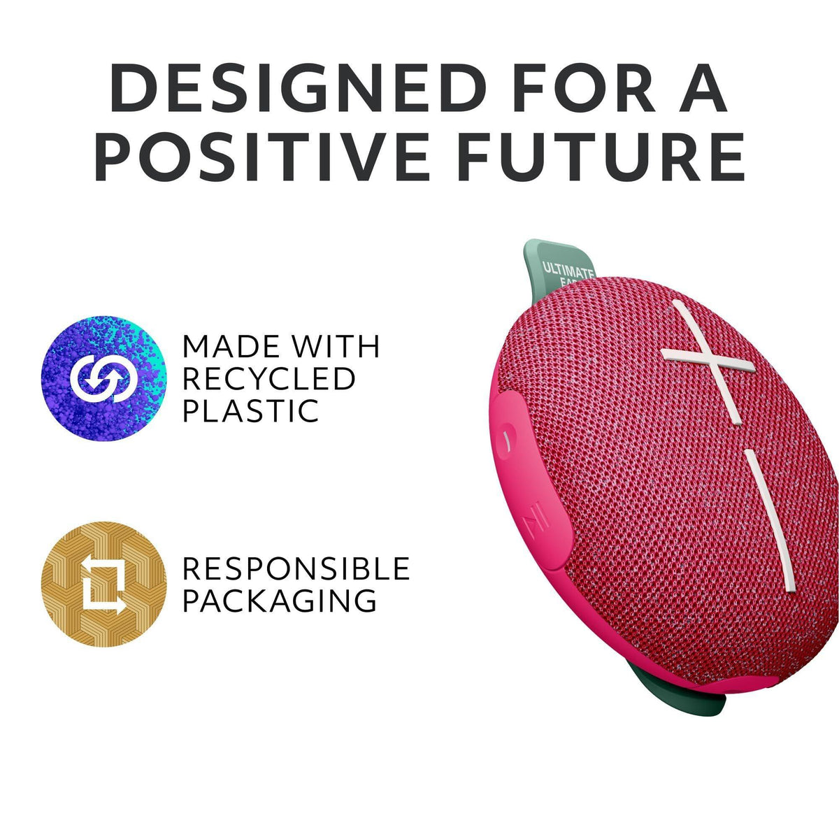 Ultimate Ears MINIROLL Ultra-Portable Waterproof Bluetooth Speaker, Big Bass, IP67 Dustproof, 131 ft Range - Gentle Pink