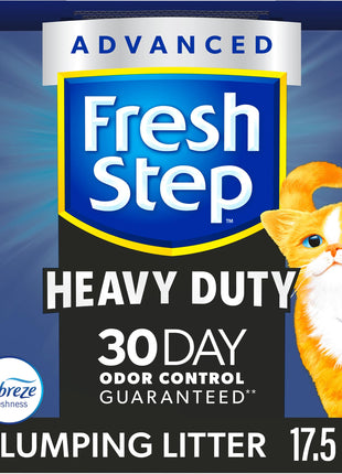 Fresh Step Clumping Cat Litter, Heavy Duty Advanced, Long Lasting 30-Day Odor Control with Odor Eliminating Carbon, 17.5 lb