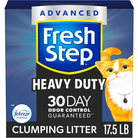 Fresh Step Clumping Cat Litter, Heavy Duty Advanced, Long Lasting 30-Day Odor Control with Odor Eliminating Carbon, 17.5 lb