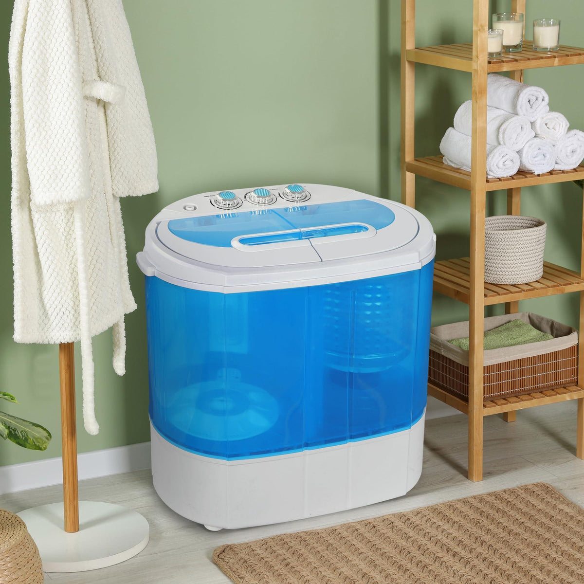 ZenStyle Portable Washer Compact Twin Tub 9.9 LB Mini Top Load Washing Machine Washer/Spinner w/ 6.57 FT Inlet Hose