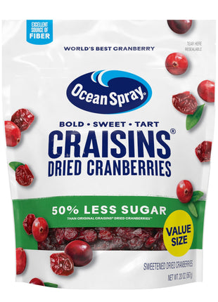 Ocean Spray® Craisins®, 50% Less Sugar Dried Cranberries, Dried Fruit, 20 Oz Pouch
