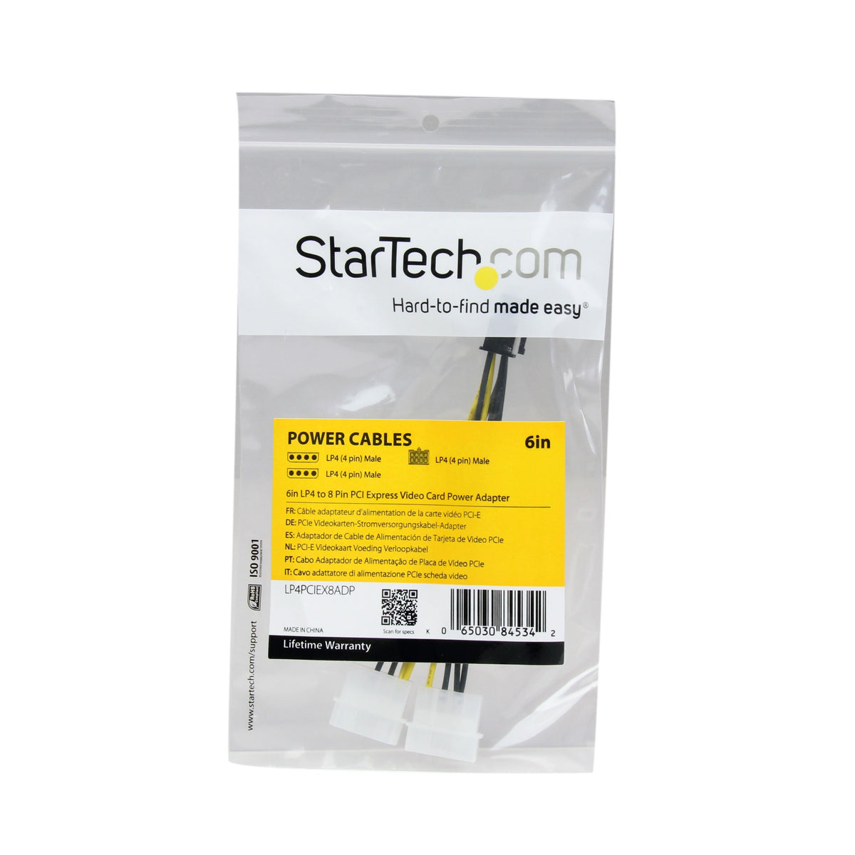 StarTech.com 6in LP4 to 8 Pin PCI Express Video Card Power Cable Adapter - lp4 to PCI express - molex to 8 pin PCIe (LP4PCIEX8ADP)