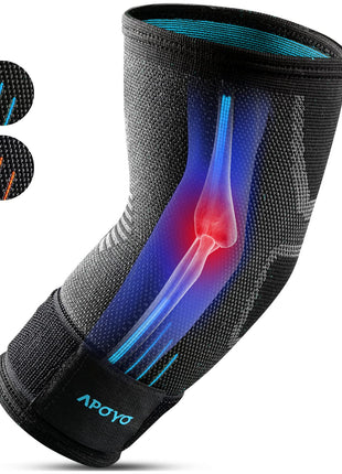 APOYO Tennis Elbow Brace for Women & Men, Workout and Everyday Use (Large) | Elbow Compression Sleeve for Arthritis, Tendonitis, Tennis Elbow & Golfers Elbow, Reduce Joint Pain During Fitness Activity