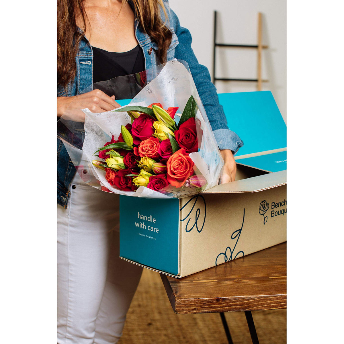 Benchmark Bouquets - Big Blooms Oriental Lilies & Roses (Glass Vase Included) - Fresh Flowers for Delivery - Gift for Graduation, Birthday, Anniversary, Sympathy, Get Well, Congratulations