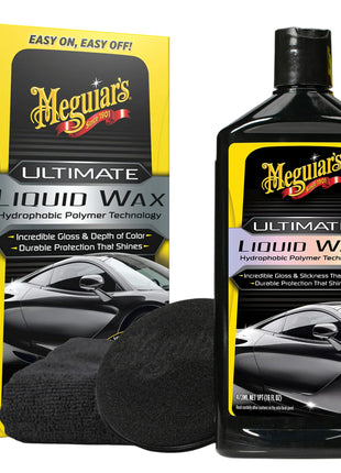Meguiar's Ultimate Liquid Wax, Improved Liquid Car Wax Formula for Durable Protection that Shines, Premium Towel and Applicator Pad Car Accessories Included, 16 Oz Bottle