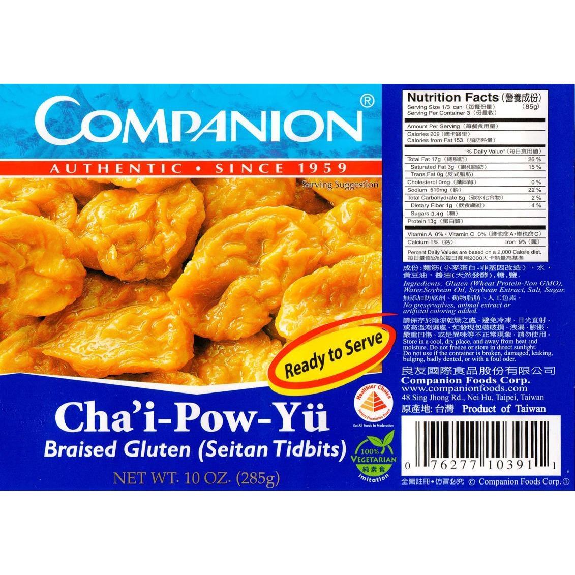Companion - Braised Gluten Seitan Tidbits, 10 oz. Can (Pack of 6)