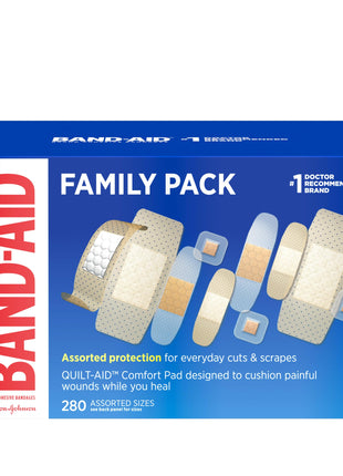 BAND-AID Brand Adhesive Bandages Family Variety Pack, Sheer & Clear Flexible Sterile Individually Wrapped Strips & Spots, First Aid Wound Care for Minor Cuts, Scrapes, Burns, 5 Sizes, 280 ct