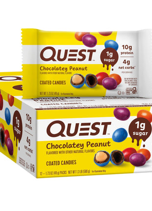 Quest Nutrition Coated Candies, Chocolatey Peanut, 1g Sugar, 10g Protein, 4g Net Carbs, Gluten Free, Keto Friendly, 12 Count