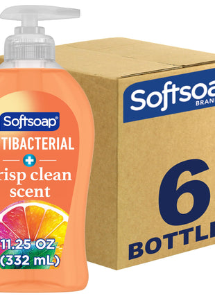 Softsoap 44571 Antibacterial Hand Soap, Crisp Clean, 11 1/4 oz Pump Bottle, 6/Carton
