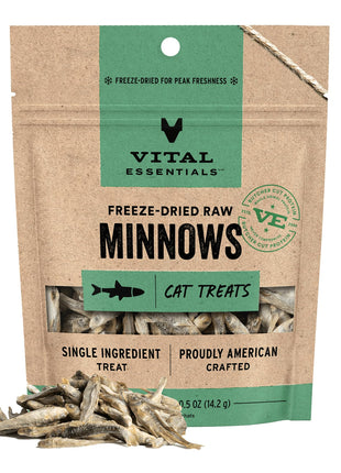 Vital Essentials Minnows Cat Treats, 0.5 oz | Freeze-Dried Raw | Single Ingredient | Grain Free, Gluten Free, Filler Free