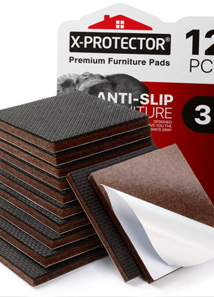 X-PROTECTOR Non Slip Furniture Pads – 12 Premium Furniture Grippers 3"! | Best SelfAdhesive Rubber Feet Furniture Feet – Ideal Non Skid Furniture Pad Floor Protectors – Keep Furniture in Place!