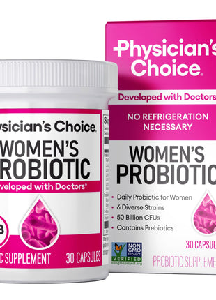 Physician's CHOICE Probiotics for Women   PH Balance, Digestive, UT, & Feminine Health   50 Billion CFU   6 Unique Strains for Her   Organic Prebiotics, Cranberry Extract+   Women Probiotic   30 CT