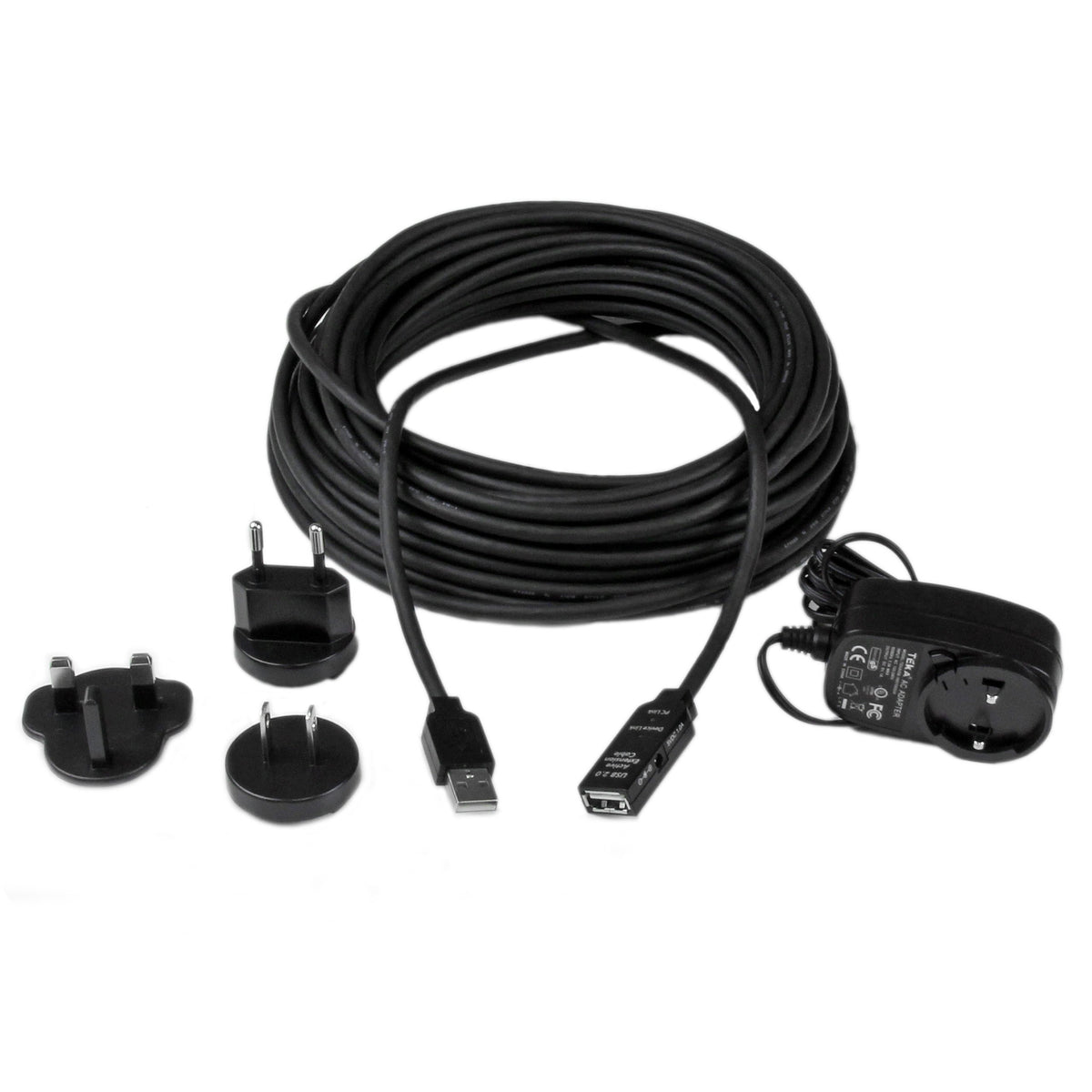 StarTech.com 10m USB 2.0 Active Extension Cable M/F - 10 meter USB 2.0 Repeater / Extender Cable USB A (M) to USB A (F) 10 m Black - 3 ft, TAA (USB2AAEXT10M)