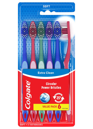 Colgate Extra Clean Full Head Toothbrush, Soft, 6 Pack | Soft Bristles, Full Head Design, Everyday Cleaning, Easy Grip Handle, Bulk Toothbrush Pack
