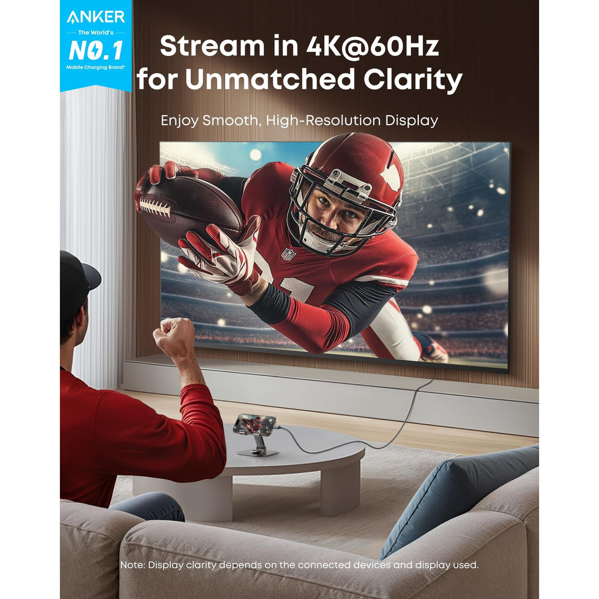 Anker HDMI Cable, 4K@60Hz Ultra-Fast Nylon-Braided USB C to HDMI Cord with Advanced Shielding, Thunderbolt 5/4/3, for MacBook, iPad, iPhone, HD TV, and More (6FT,Black)