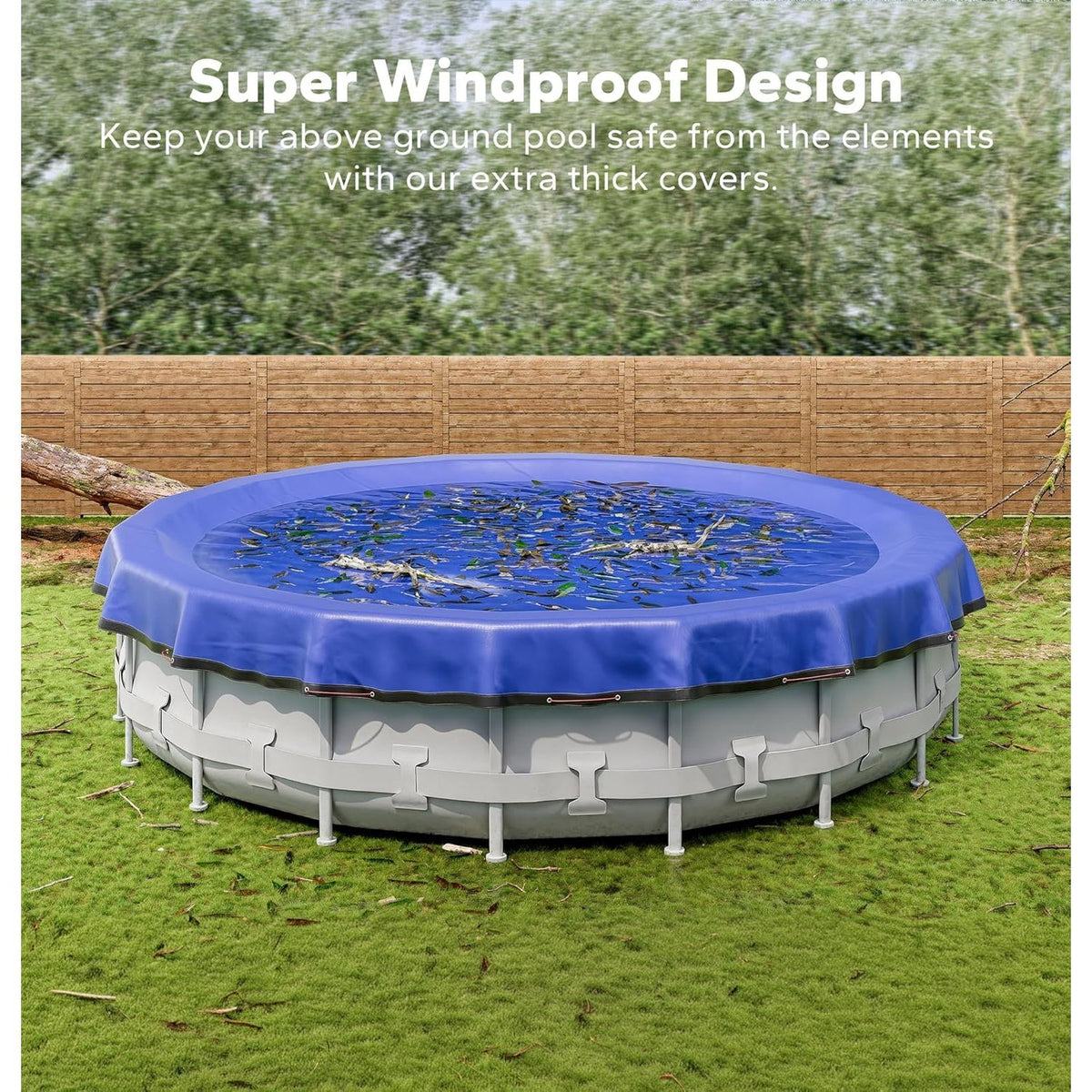 POOLHACKER 2025 Upgrade 24 ft Round Winter Pool Cover - 24ft Round Above Ground, 4 Foot Overlap Extra Thick 420D Pool Cover with Pulley and Cable