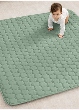 Comfy Cubs Square Kids Play Mat 56 x 56in Baby Floor Mat - Fern | Soft Quilted Baby Mat for Floor with Non-Slip Bottom - Easy to Clean, Comfortable & Durable Designed Play Mat Baby