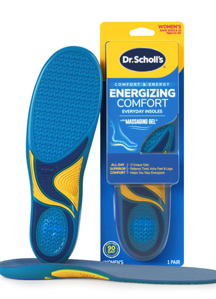 Dr. Scholl’s Energizing Comfort Women’s Everyday Insoles with Massaging Gel - Clinically Proven, All-Day Energy and Comfort Inserts with Patented Triple Gel Design - Shock Absorbing, Arch Support