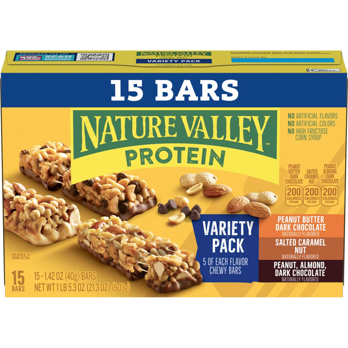 Nature Valley Protein Chewy Snack Bars, Variety Pack, 15 Bars, 21.3 oz